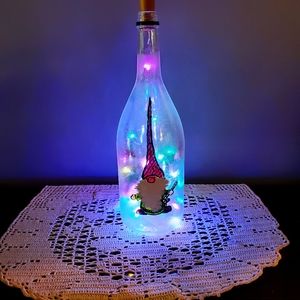 Holiday Gnome lighted bottle